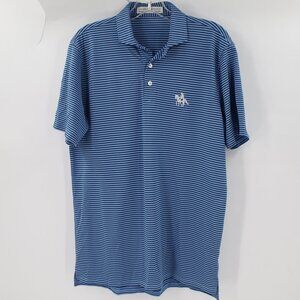 Holderness Bourne Polo Shirt Mens Medium Tailored Fit Striped Golf Logo Stretch